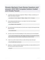 Elevator Mechanic Exam Review Questions and answers 2023 With Complete Solution Graded and Already Passed.