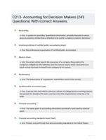 C213- Accounting for Decision Makers |243 Questions| With Correct Answers.