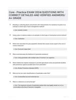 Core - Practice EXAM 2024/QUESTIONS WITH CORRECT DETAILED AND VERIFIED ANSWERS/A+ GRADE