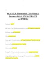 MLS ASCP exam recall Questions & Answers 2024! 100% CORRECT ANSWERS