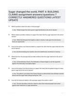 Sugar changed the world, PART 4: BUILDING CLAIMS assignment answers/questions Study Guide Questions and Correct Answers