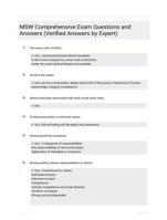 MSW Comprehensive Exam Questions and Answers  (Verified Answers by Expert)