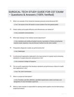 SURGICAL TECH STUDY GUIDE FOR CST EXAM  Questions & Answers (100% Verified)