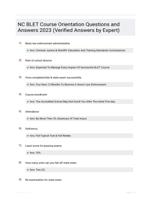 NC BLET Course Orientation Questions and Answers 2023 (Verified Answers by Expert)