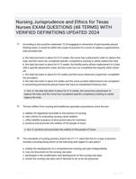 Nursing Jurisprudence and Ethics for Texas Nurses EXAM QUESTIONS (48 TERMS) WITH VERIFIED DEFINITIONS UPDATED 2024