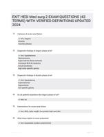 EXIT HESI Med surg 2 EXAM QUESTIONS (43 TERMS) WITH VERIFIED DEFINITIONS UPDATED 2024