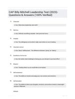 CAP Billy Mitchell Leadership Test (2023)- Questions & Answers (100% Verified)