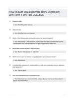 Final (EXAM 2024 SOLVED 100% CORRECT)- LVN Term 1 UNITEK COLLEGE