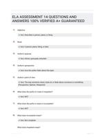 ELA ASSESSMENT 14 QUESTIONS AND ANSWERS 100% VERIFIED A+ GUARANTEED