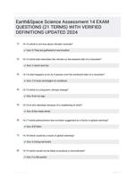 Earth&Space Science Assessment 14 EXAM QUESTIONS (21 TERMS) WITH VERIFIED DEFINITIONS UPDATED 2024