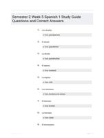 Semester 2 Week 5 Spanish 1 Study Guide Questions and Correct Answers