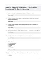 State of Texas Security Level II Certification Questions With Correct Answers 