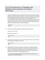 CLE 035 Introduction to Probability and Statistics Exam Questions & Answers 2023/2024