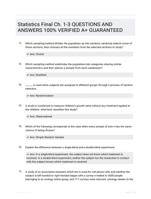 Statistics Final Ch. 1-3 QUESTIONS AND ANSWERS 100% VERIFIED A+ GUARANTEED