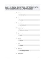 Unit 9 #1 EXAM QUESTIONS (19 TERMS) WITH VERIFIED DEFINITIONS UPDATED 2024