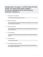 Hondros Nur 176 exam 1 REVIEW (QUESTIONS AND  ANSWERS)