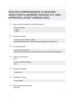 HESI PN COMPREHENSIVE FLASHCARD - QUESTIONS & ANSWERS (GRADED A+) LATEST VERSION 2023