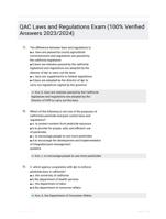 QAC Laws and Regulations Exam (100% Verified Answers 2023/2024) 