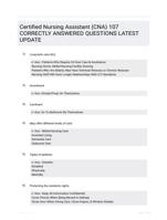 Certified Nursing Assistant (CNA) Study Guide Questions and Correct Answers