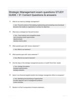 Strategic Management exam questions STUDY GUIDE / 31 Correct Questions & answers