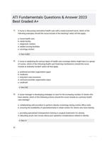 ATI Fundamentals Questions & Answer 2023 Best Graded A+