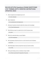 NCLEX/ATI/PN Questions EXAM QUESTIONS (101 TERMS) WITH VERIFIED DEFINITIONS UPDATED 2024