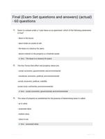 Final (Exam Set questions and answers) (actual) - 60 questions