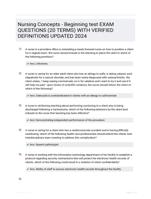 Nursing Concepts - Beginning test Study Guide Questions and Correct Answers