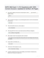 EXPH 386 Exam 1  | 212 Questions with 100% Correct Answers | Updated & Verified | 30 Pages