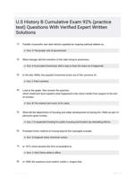 U.S History B Cumulative Exam 92% (practice test) Questions With Verified Expert  Written Solutions