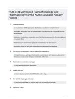 NUR-641E Advanced Pathophysiology and Pharmacology for the Nurse Educator Already Passed