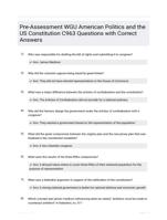 Pre-Assessment WGU American Politics and the US Constitution C963 Questions with Correct Answers