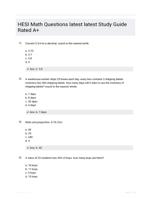 HESI Math Questions latest latest Study Guide Rated A+