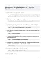  2023 NFHS Baseball Exam Part I Study Questions 2024 Graded A