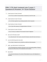 PRN 1178 client centered care 2 exam 1: Questions & Answers: A+ Score Solution