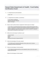 Hawaii State Department of Health - Food Safety Certification Exam