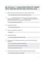 Bio 265 Quiz 1.1 EXAM QUESTIONS (20 TERMS) WITH VERIFIED DEFINITIONS UPDATED 2024