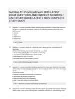 Nutrition ATI Proctored Exam 2019 LATEST EXAM QUESTIONS  AND CORRECT ANSWERS / CALT STUDY  GUIDE LATEST  | 100% COMPLETE  STUDY GUIDE