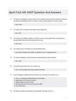 Sport First AID ASEP  Question And Answers