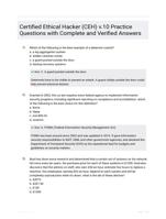 Certified Ethical Hacker (CEH) v.10 Practice Questions with Complete and Verified Answers