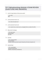 231 Pathophysiology Module 6 EXAM REVIEW (QUESTIONS AND  ANSWERS)