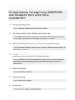 Portage learning Gen psychology QUESTIONS AND ANSWERS 100% VERIFIED A+ GUARANTEED