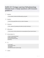 NURS 231 Portage Learning Pathophysiology Module Exam 2 Study Questions with Answers graded A+