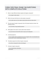 CHEM 1020 FINAL EXAM| 184 QUESTIONS| WITH COMPLETE SOLUTIONS