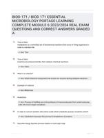 BIOD 171 / BIOD 171 ESSENTIAL MICROBIOLOGY PORTAGE LEARNING COMPLETE MODULE 6 2023/2024 REAL EXAM QUESTIONS AND CORRECT ANSWERS GRADED A