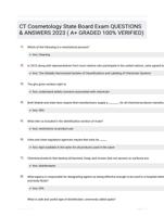 CT Cosmetology State Board Exam QUESTIONS & ANSWERS 2023 ( A+ GRADED 100% VERIFIED)