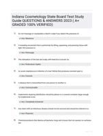 Indiana Cosmetology State Board Test Study Guide QUESTIONS & ANSWERS 2023 ( A+ GRADED 100% VERIFIED)