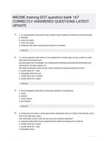 NRCME training DOT question bank 167 CORRECTLY ANSWERED QUESTIONS LATEST UPDATE