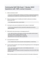 Community NUR 206 Exam 1 Review  2023 Questions with 100% correct  Answers