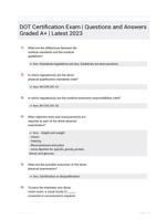 DOT Certification Exam | Questions and Answers Graded A+ | Latest 2023